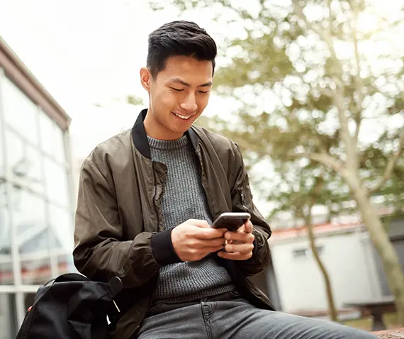man on phone outdoors