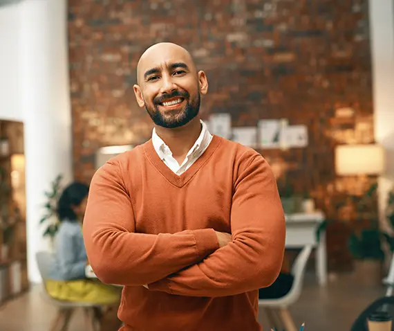 man at work smiling