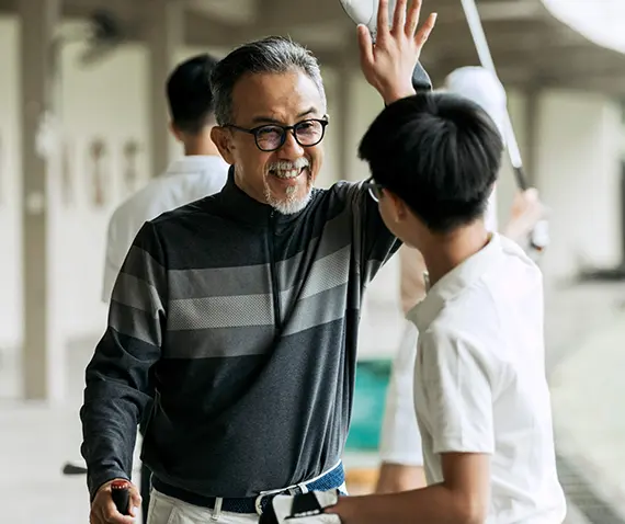 Smiling man in conversation