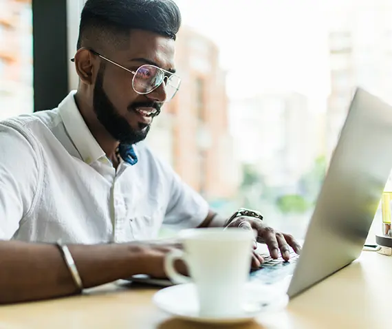 Man working on laptop